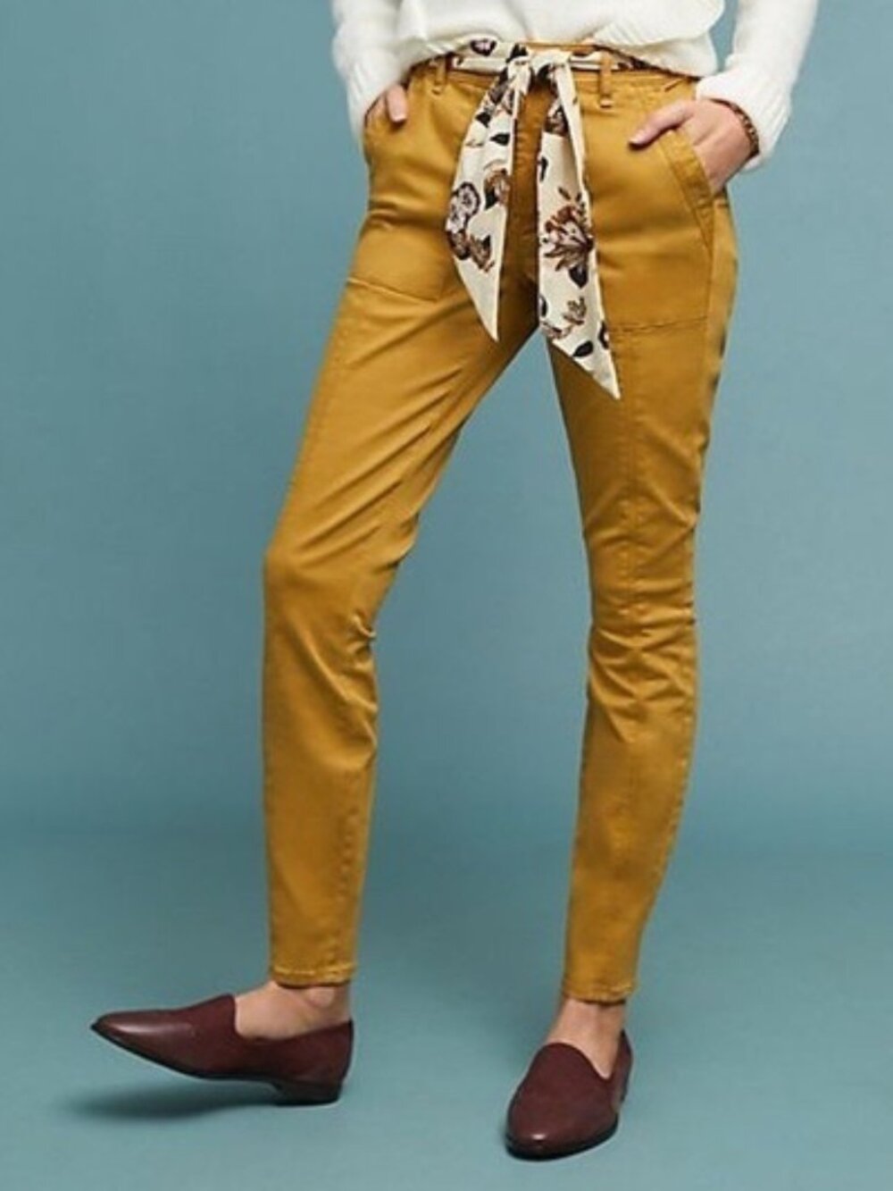 Anthropologie Pilcro Slim Straight Fit Pants Size 26 (2) Mustard Yellow Casual